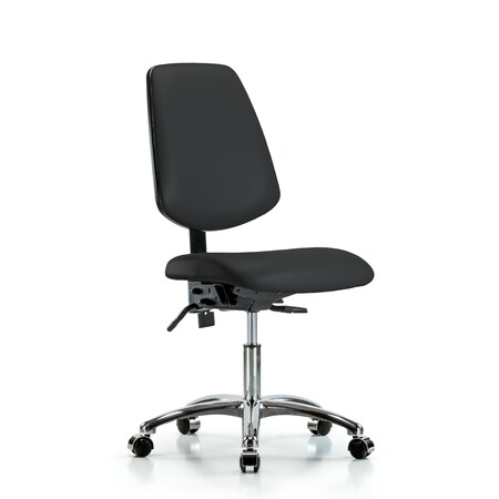Blue Ridge Ergonomics Desk Chair Desk Chair, Vinyl, Med, Bk, Cast, Blk, No Arms, 18" to 23" Height, Vinyl, Black BR-VDHCH-MB-CR-T1-A0-CC-8540
