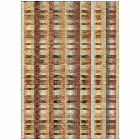 Homeroots 8' X 10' Wheat Ivory And Brown Plaid Washable Indoor Outdoor Area Rug 614026