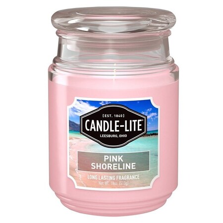 Candle-Lite Candle, 18 oz, Pink Shoreline, 110 hr 32971271