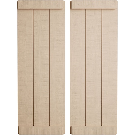Ekena Millwork Rustic Three Board Joined Board-n-Batten Rough Cedar Faux Wood Shutters w/End Batten, 16 1/2"Wx42"H SHUBJE16X42RCPR