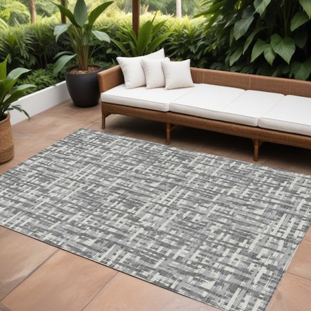 Homeroots 8' X 10' Gray And Charcoal Abstract Washable Indoor Outdoor Area Rug 602506