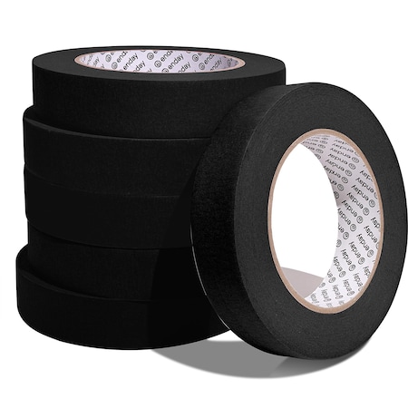 Enday Masking Tape, 1" x 60 Yards, Black, 6PK 8151-6