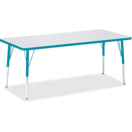 Jonti-Craft Berries Rectangle Activity Table, 30 in. x 72 in., E-height, Freckled Gray/Teal/Gray 6413JCE005
