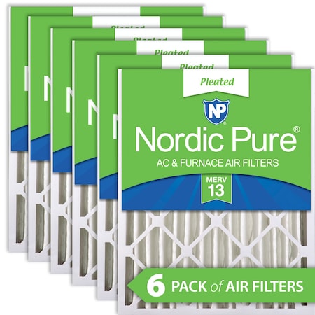 Nordic Pure 16x25x4 Pleated Air Filter, High Capacity, Electrostatically Charged Synthetic Media, MERV 13, 6 PK 16x25x4M13-6