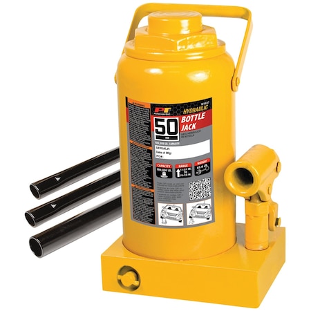 Performance Tool 50 Ton Hydraulic Bottle Jack, Heavy Duty, Forged Steel, Storage Handle W1637