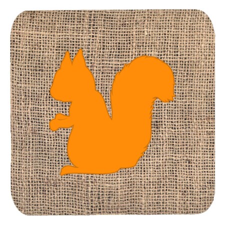 Carolines Treasures Squirrel Burlap And Orange Foam Coasters - Set 4- 3.5 x 3.5 In. BB1119-BL-OR-FC