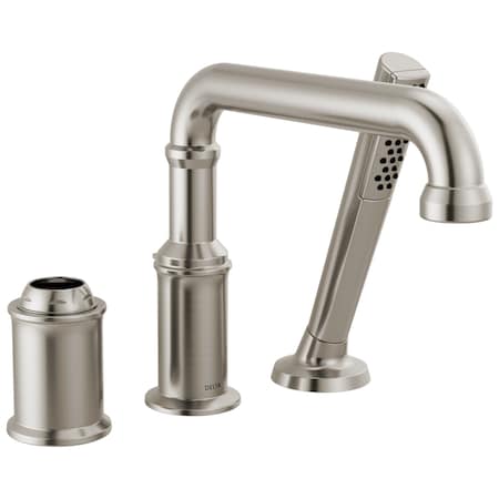 Delta Broderick Three Hole Roman Tub Trim With Hand Shower - Less Handle In Lumicoat Stainless T3784-SS-PR-LHP