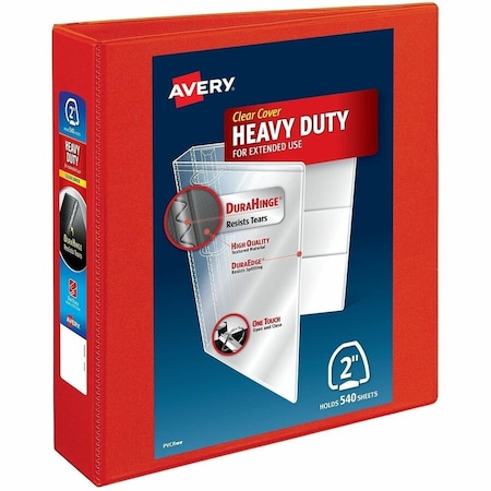 Avery Dennison Avery Heavy-Duty View Binder with One Touch EZD Rings, 2" Capacity, Red 79225
