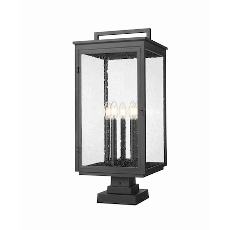 Z-Lite Hartwell 5-Light Outdoor Pier Mounted Fixture, 12 in W x 27.75 H, Sand Black 5019PHXLS-SQPM-BK