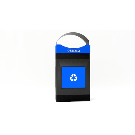 Commercial Zone Products Avante Series 30 Gallon Shallow Black Recycling Container w/ Canopy 7873S304A