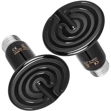 Simple Deluxe HealSmart 50W Reptile Heat Lamp Ceramic Heat Emitter, No Light Emitting Heat Bulbs, 2PK PTBULBINVISIBLE50X2