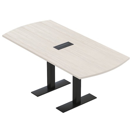 Skutchi Designs 6ft Conference Table W/ Power Unit | 6 Person Modular Arc Rectangle Meeting Table | Harmony Series HAR-AREC-36X72-T.BK-K458-EBLK