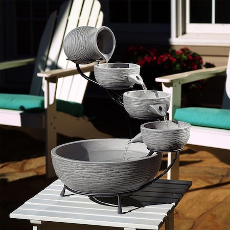 Smart Solar Oslo Solar Cascade Fountain - Dark Gray Cement 23801M01