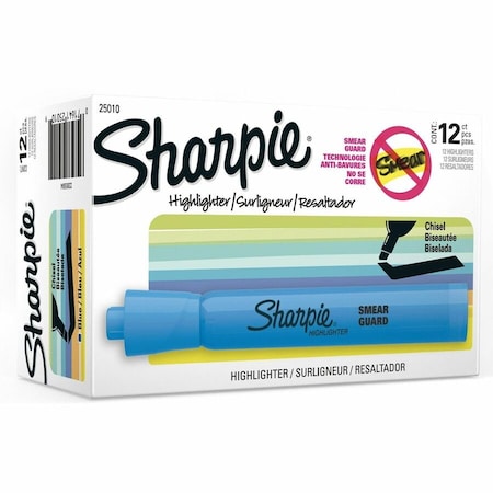 Sharpie Smear Guard Highlighter, Chisel Tip Blue PK12 25010B