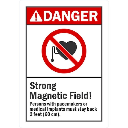 Lyle Danger Strong Magnetic Field! Persons With Pacemakers, 3.5x5, Non-Reflective, White G-14608-ND_3.5x5