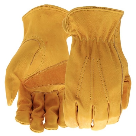 Boss Work Gloves, Men's, XL, Keystone Thumb, Slip-On Cuff, Cowhide Leather, Natural, PR B81001-XL