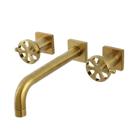 Kingston Brass Two-Handle Wall Mount Tub Faucet, Brushed Brass KS6027RX