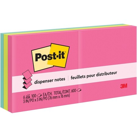 3M Post-it, Original Pop-Up Refill, 3 X 3, Assorted Cape Town Colors, 6PK R330AN