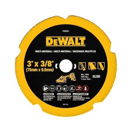 Dewalt Diamond Saw Blade, Dia-3", Arbor-3/8" DW8530