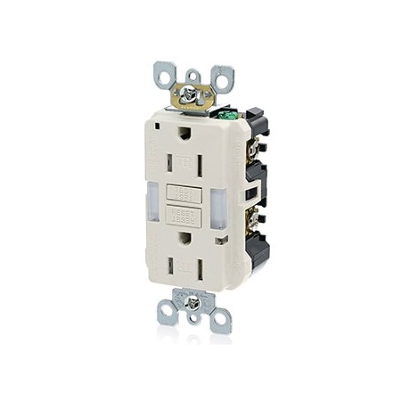 Leviton Self-Test GFCI Receptacle, Combination with Light, 15 Amp, 125 Volt, 5-15R NEMA GFNL1-T