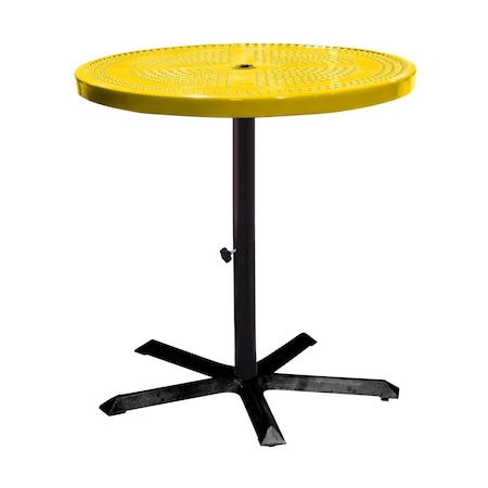 Leisure Craft 36" Round Perforated Pedestal Table, Portable, 40"H, Yellow 36TAB40-YELLOW