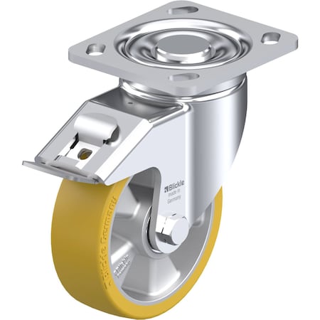 Blickle Swivel Plate Caster, PU, 5", Brake, Caster Load Rating Range: Heavy-Duty LH-ALTH 125K-14-FI