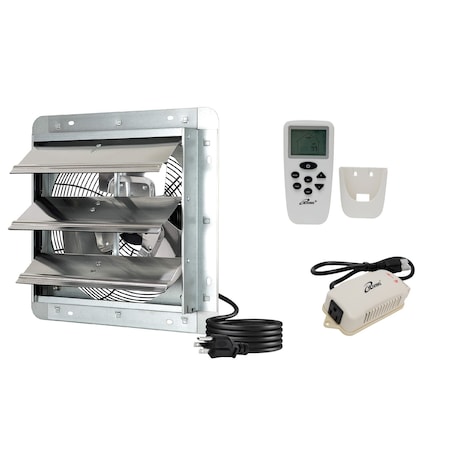 Iliving Silver 772 CFM 12 in. Electric Powered Gable Mount Shutter Fan/Vent ILG8SF12VC