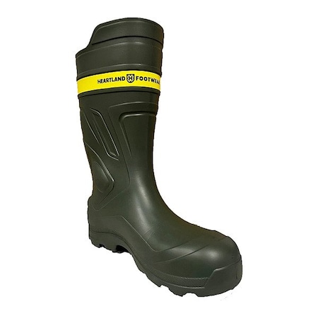 Heartland Footwear Men's EVAir Rubber Boot, Composite Toe, 15 in Height, Green, 4 83021-04