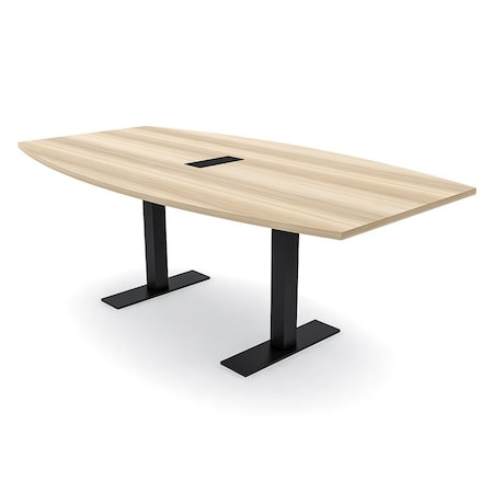 Skutchi Designs 7ft Boat Conference Table With Power | Harmony Series | 6 Person Meeting Room Table HAR-BOT-48X84-T.BK-K525-EBLK