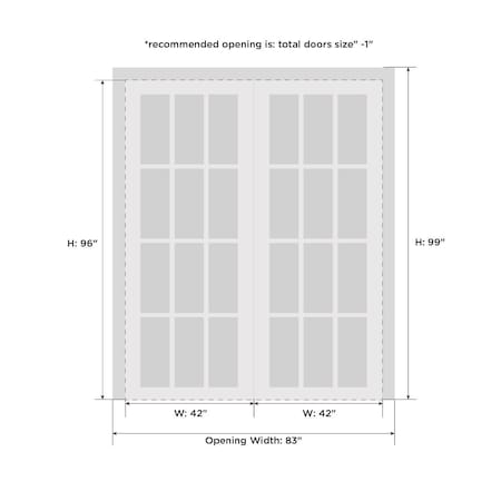 Sartodoors Closet Bypass Interior Door, 84" x 96", White QUADRO4112DBD-WS-8496