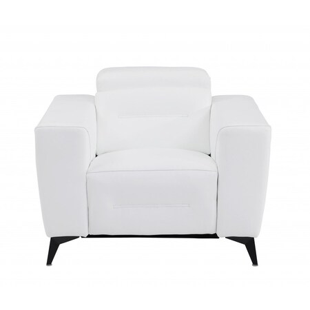 Homeroots 41" White Italian Leather Power Recliner Chair 482250