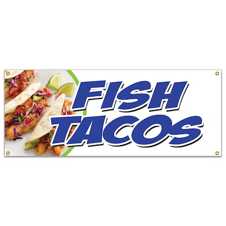 Signmission Fish Tacos, 18 Inch x 48 Inch, Banner B-Fish Tacos
