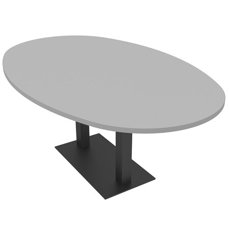 Skutchi Designs Boval Conference Table With Power Unit, 48 in W, 84 in L, Grey HAR-BOVL-48X84-DOU.BK-U779-NA