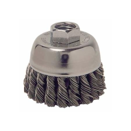 Weiler Single Row Heavy-Duty Knot Wire Cup Brush, 2-3/4 in Dia., M14 x 2, .014 Steel 804-13020