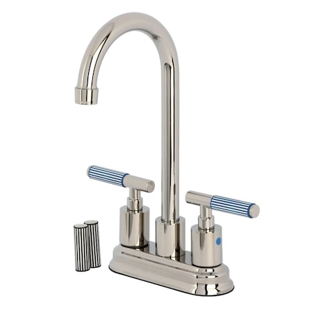 Kingston Brass Double-Handle 4" Centerset Bar Faucet, Polished Nickel KB8496KPS