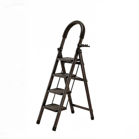 Wrightmaster 3.8 ft. Steel Step Ladder, 9 ft. Reach 500 lbs. Capacity with Non-Marring Feet and Shelf Black ZoroY-BLACK4