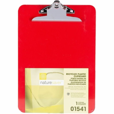 Nature Saver Recycled Plastic Clipboard, 9" x 12-1/2", Red 1541