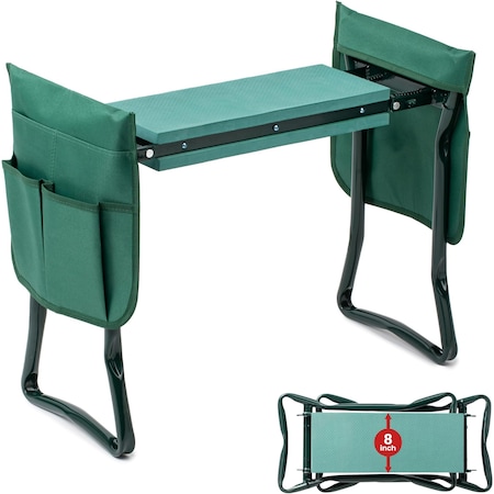 Ipower Simple Deluxe Pro Gardening Kneeler and Seat - 330lb Capacity Kneeling Bench with Detachable Tool B GLSEATFOLD8WPAD