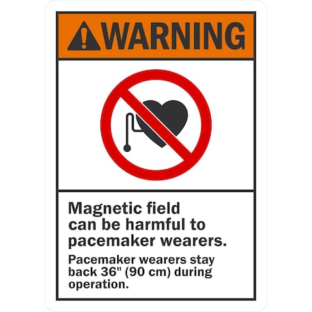 Lyle Warning Magnetic Field Can Be Harmful To Pacemaker, 5x7, Non-Reflective, White G-16894-ND_5x7