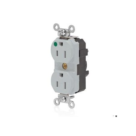 Leviton Straight Blade Receptacle, 5-15R, 15 A, 125V AC, Surface Mount, Self-Grounded M8200-ILG