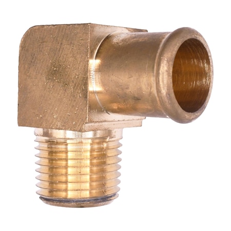 Auveco Brass 90 Degree Beaded Hose Barb 3/4in To Male Pipe 1/2in Adapter, 2PK 465
