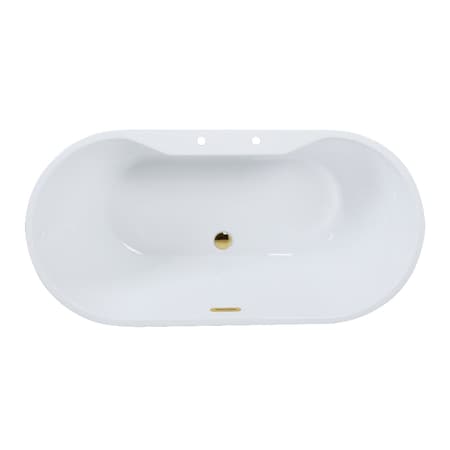 Kingston Brass 67" Acrylic Oval Double Ended Freestanding Tub with Drain, Glossy White/Polished Brass VT7DE673223C422