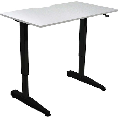 Iceberg Pneumatic Adjustable Desk, White Ash Top, Black Base, 59 in x 29 in 69167