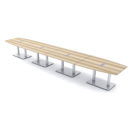 Skutchi Designs Boat Conference Table With Power Unit, 48 in W, 240 in L, Brown HAR-BOT-48x240-DOU-K525-ESIL