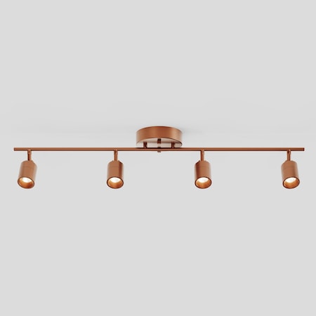 Vidalite Shura Brushed Copper 4-Light Track Light with Rotatable Heads, Integrated LED, 3000k, 2240 Lmn CE1059882