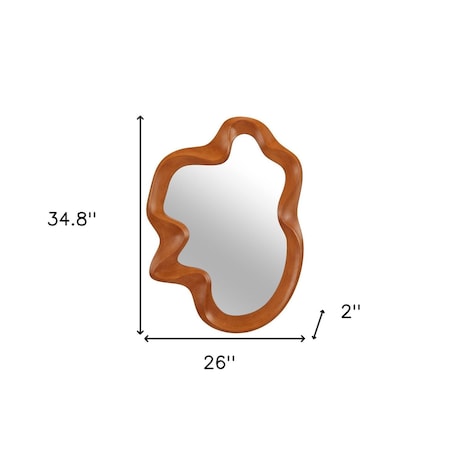Homeroots 35" Brown Solid Wood Abstract Geometric Framed Accent Mirror 558338