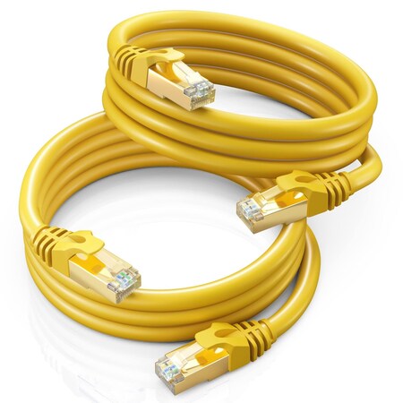 Maximm 3ft Flat Cat7 SFTP Shielded Ethernet Cable, 2PK, Yellow, 2PK CAT7-3FTYELLOW-2PK
