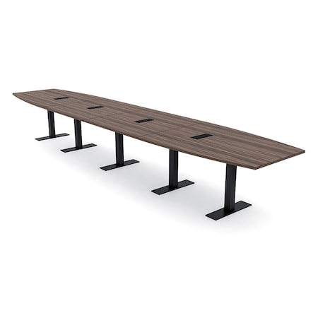 Skutchi Designs 20ft Boat Conference Table With Power | Harmony Series | 20 Person Meeting Room Table HAR-BOT-48X240-T.BK-H3041-EBLK