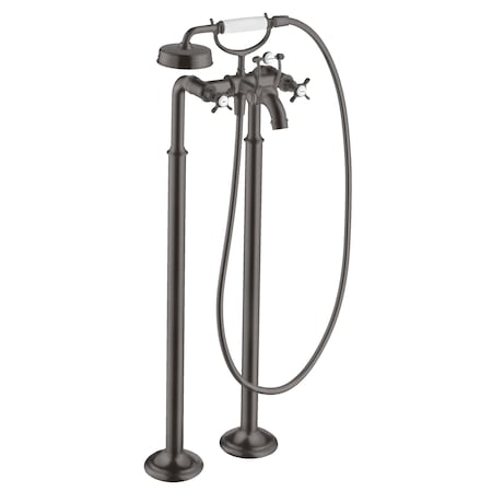 Axor 2-Handle Freestanding Tub Filler Trim w/ Cross Handles and 1.8 GPM Handshower Brushed Black Chrome 16562341