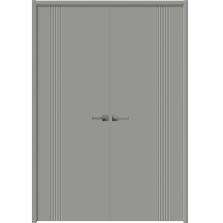 Sartodoors Interior Solid French Double Doors 56 x 84 inches, BASIC 0111 Dove Grey, Wood Interior Solid Panel BASIC0111DD-MAG-5684